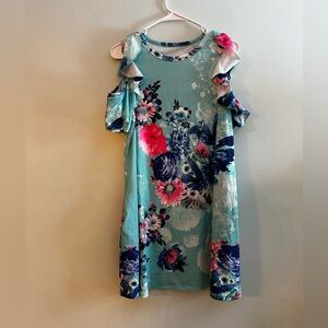 Blue floral print dress